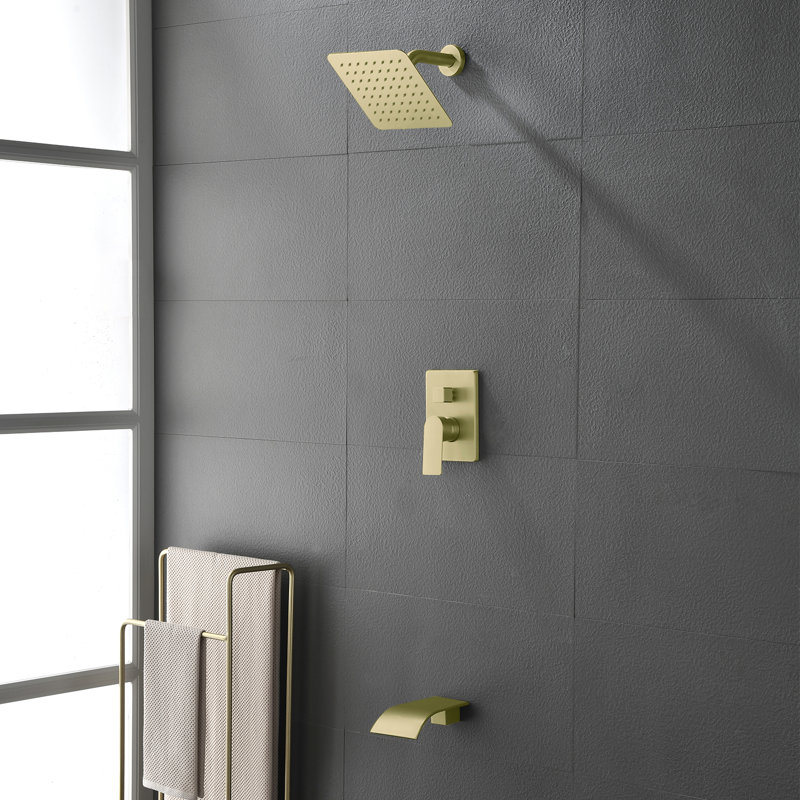 Ensemble de robinet de baignoire et robinet de douche en nickel brossé avec bec de baignoire et ensemble de garniture de robinet de douche Système de douche