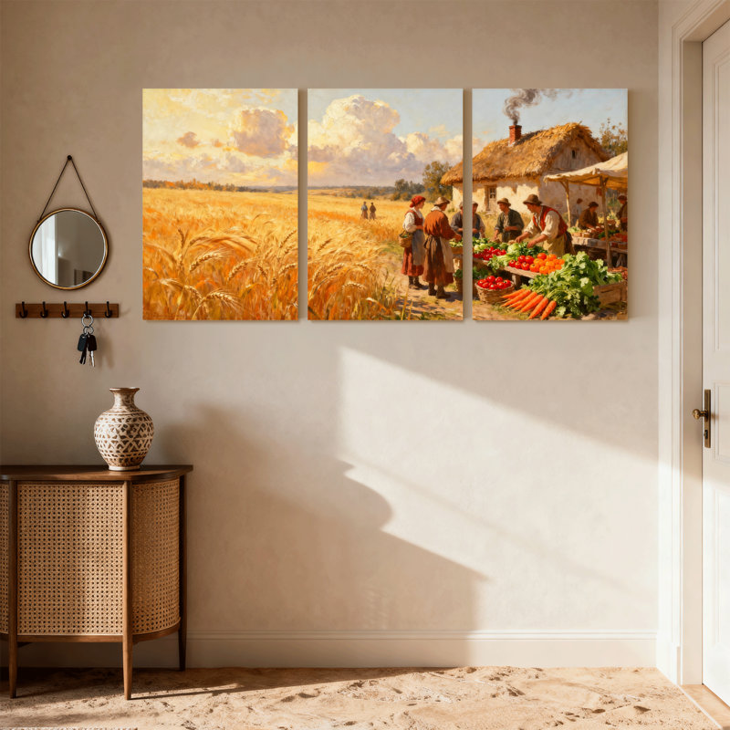Ensemble de 3 reproductions d'art sur toile, "Scène et paysage urbain", H 24 po x l 48 po