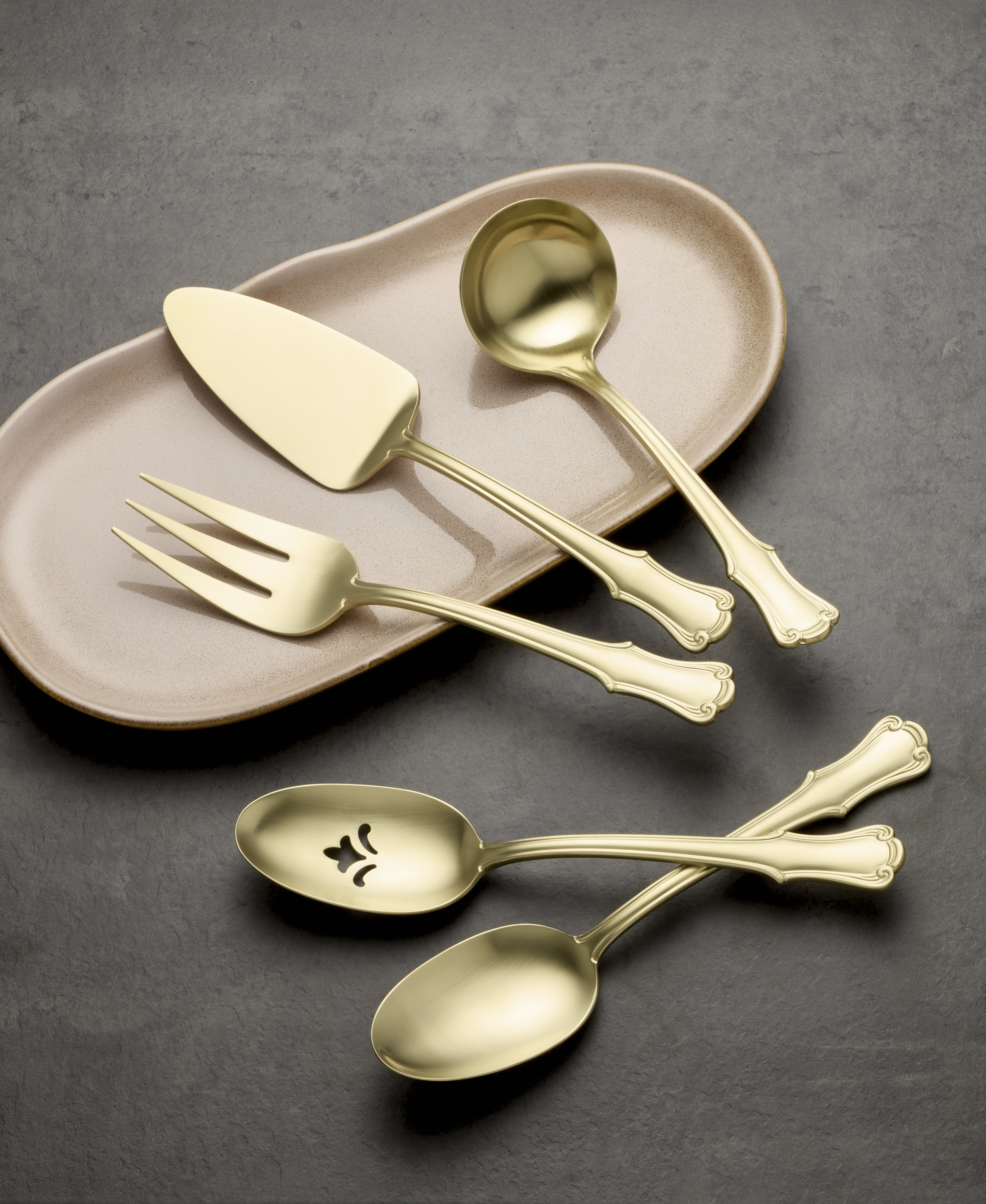 Oneida James Street 5 Piece Hostess Set - Satin Champagne