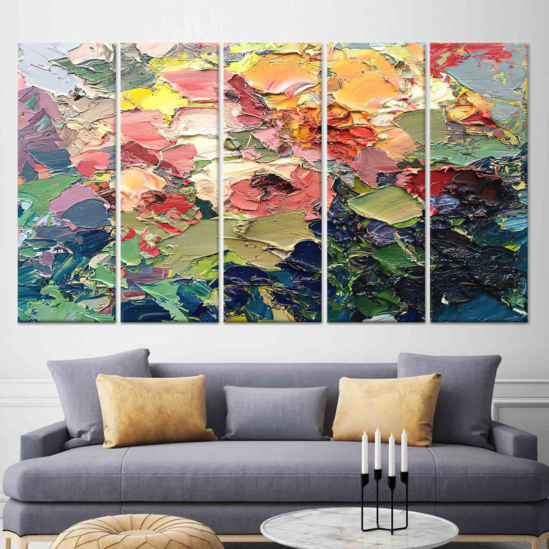 Impression sur toile Vibrant Abstract Flower: Modern Home Decor Artwork, toile tendue 5P, 43,3 po H x 78,7 po l