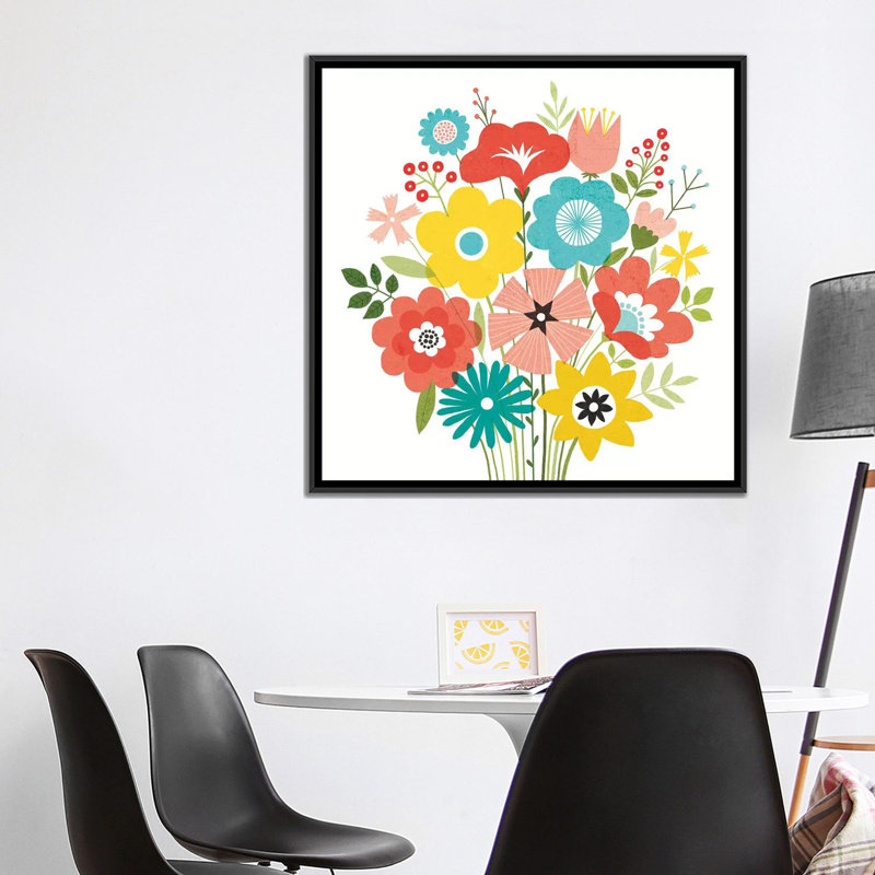 « seaside bouquet iv », reproduction d’impression sur toile, H 37 po x l 37 po x P 1,5 po, Toile avec cadre noir