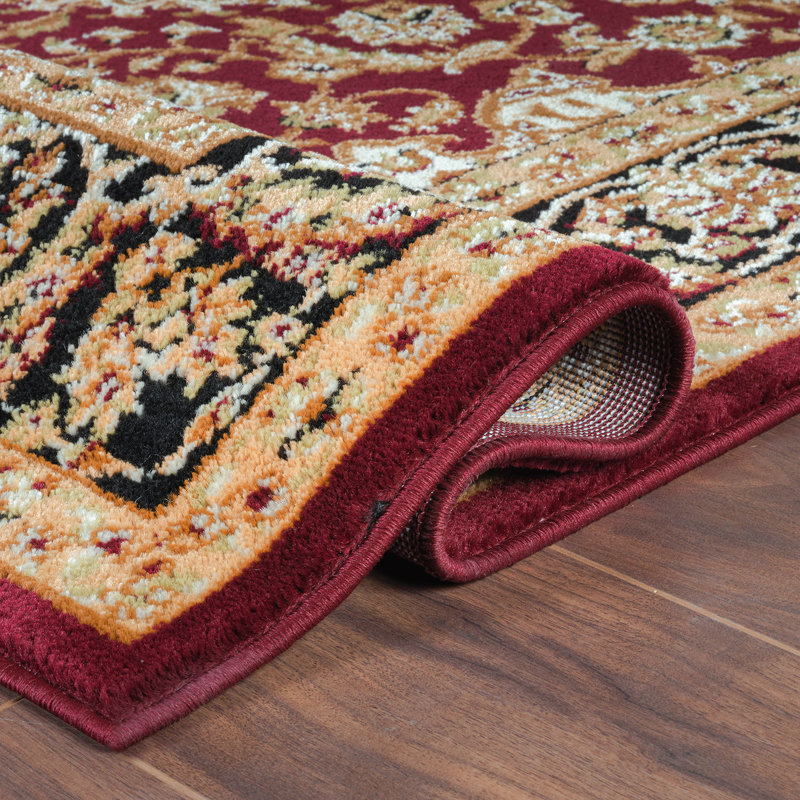 Tapis oriental bourgogne / moutarde / noir Shiflett, Ovale 5 pi x7 pi