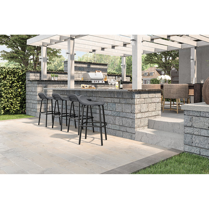 Suncast Gray Resin and Steel Outdoor Bar Chair Set