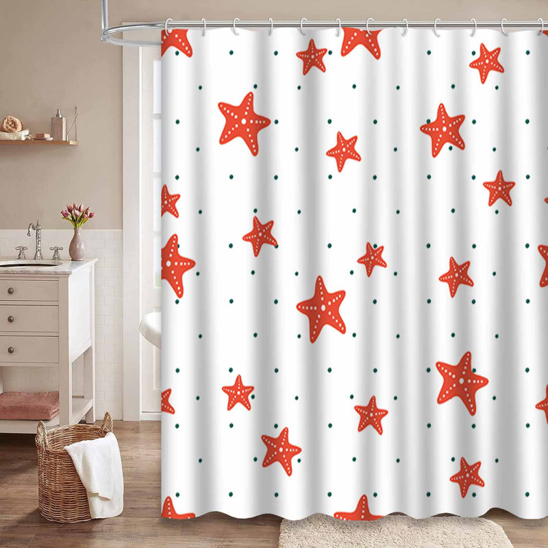 Rideau de douche imperméable avec 12 crochets Star Beach, L 72 po x l 84 po