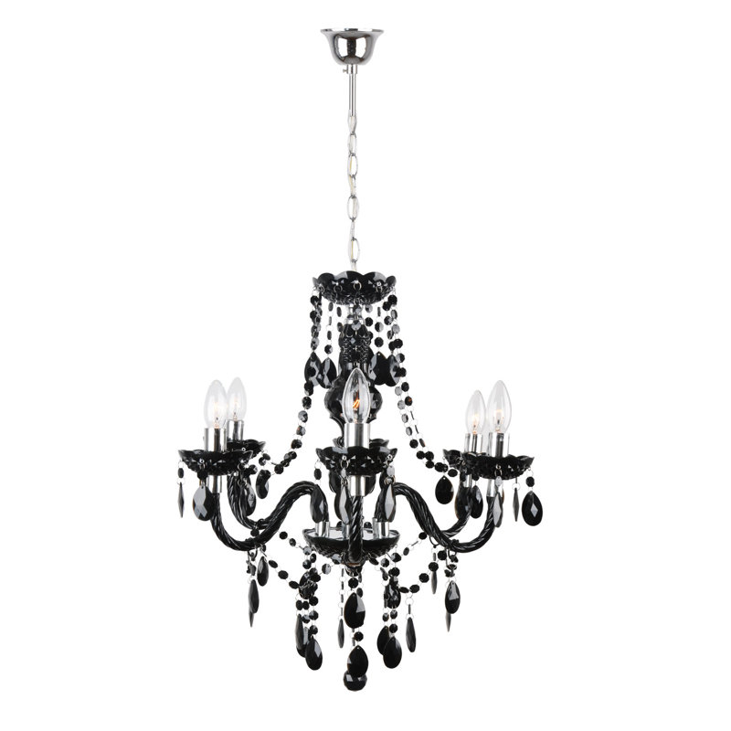 Puckett 6 - Light Candle Style Chandelier, Black