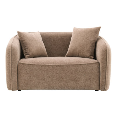Chenille brun chaud avec 2 coussins décoratifs - Coussins de siège et de dossier serrés