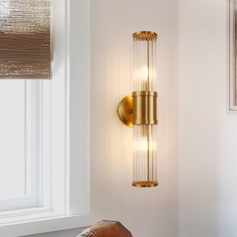 3 In 2-Light Chrome Crystal Bathroom Wall Sconce, Vertical Horizontal Wall Mount Vanity Light Fixture, Brass