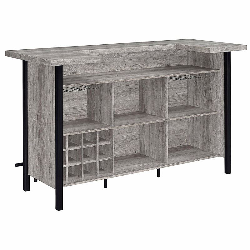 Menimen Grey Driftwood Freestanding Bar Unit