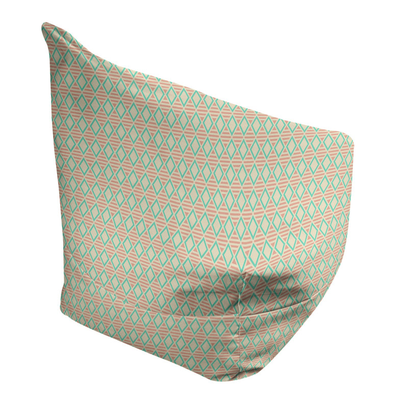 Sac de pois Leffel, H 38 po x L 42 po x P 29 po, Pouf fauteuil, Sarcelle / orange