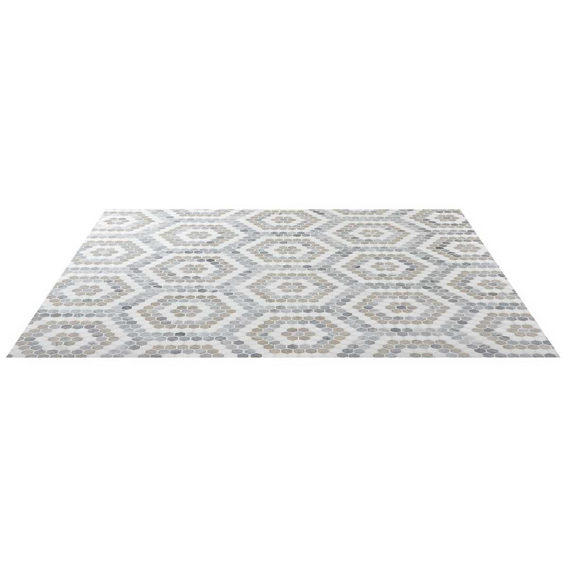 Juno Honeycomb 1" Hexagon Polished Marble Mosaic Tile, Beige/Gray