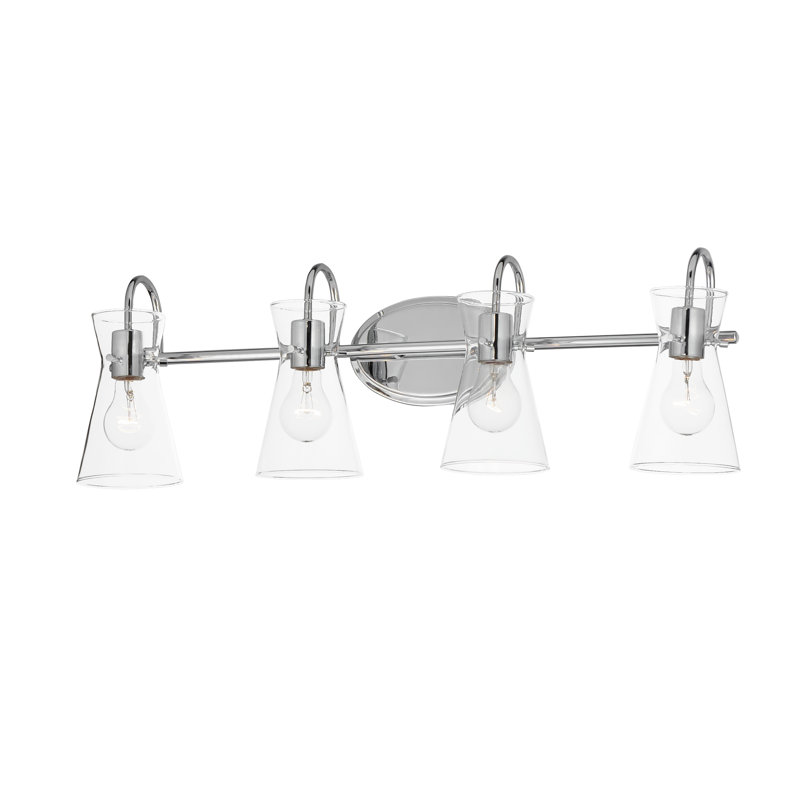 Éclairage de salle de bain à 4 lumières à intensité variable Delune Maia, Chrome poli