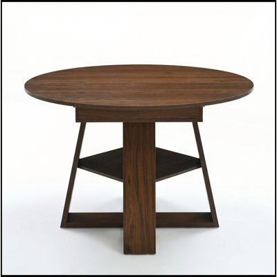 43.3-59in Extendable Round Dining Table with Removable Leaves and Storage Shelf for Versatile Use