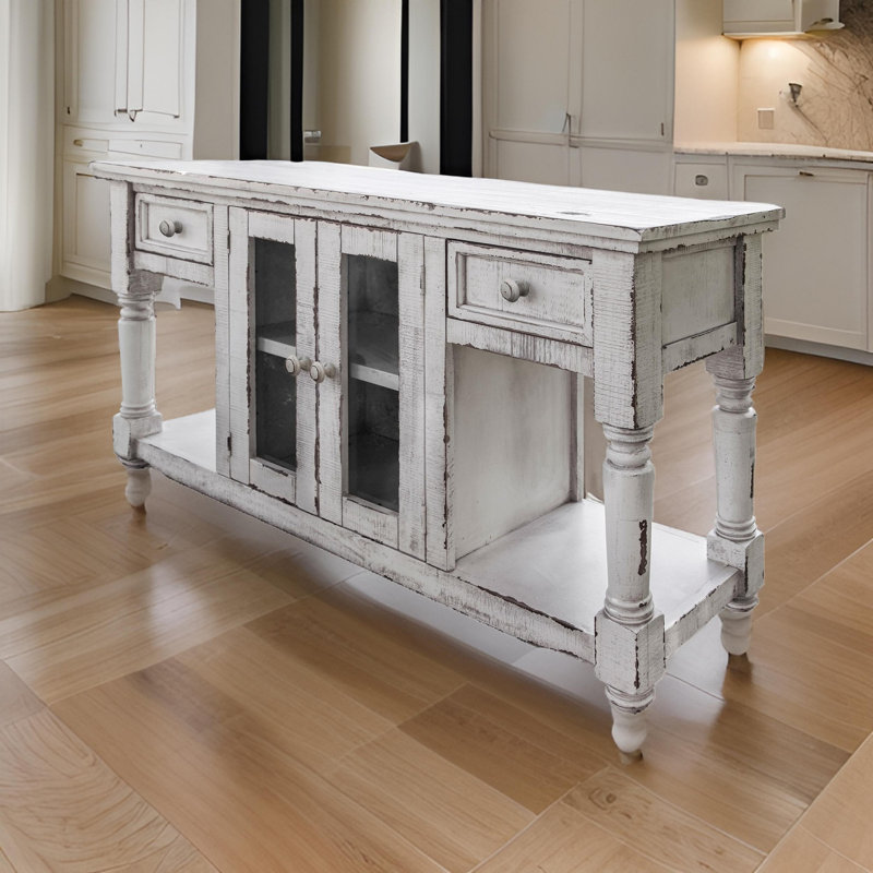 Console en bois massif 55 po Sayne, Blanc