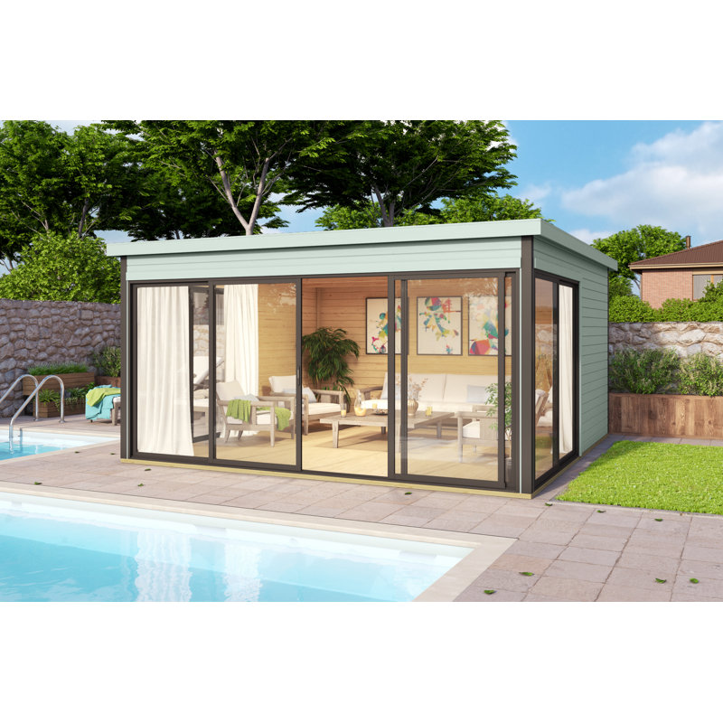 Lasita Domeo 5 - 14 x 14 Ft. Premium Log Cabin With Aluminium Sliding Doors (44mm)
