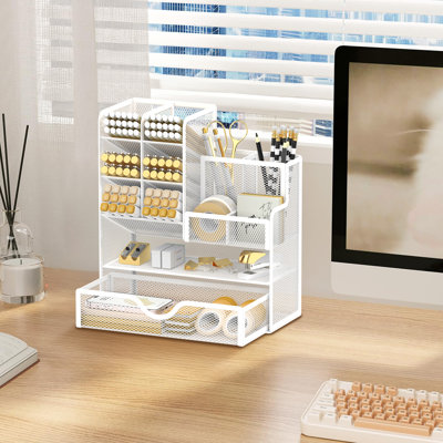 Porte-stylos en métal pour bureau, organisateur de bureau avec tiroir, porte-crayons, accessoires de bureau pour l'école, la maison, fournitures artistiques
