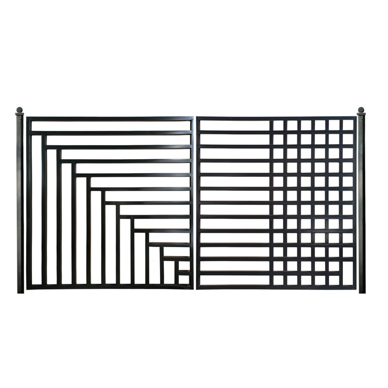 Kyiv Style Black Steel Dual Swing Driveway Gate 12 x 6 Feet