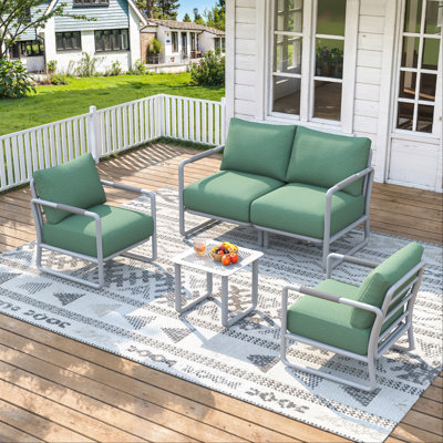 Ensemble de mobilier d'extérieur en aluminium pour patio, canapé de conversation 4 places