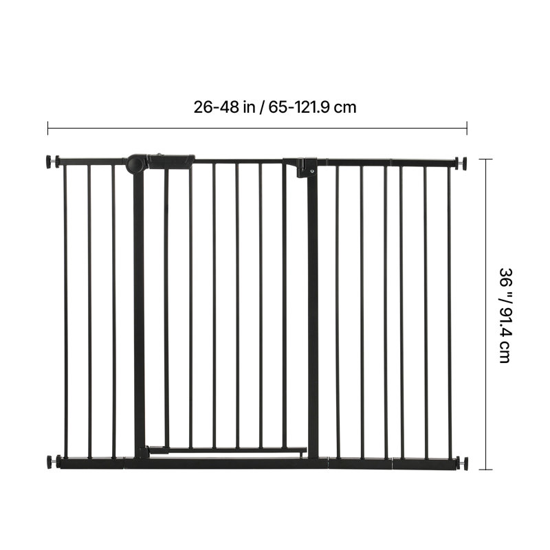 Baby Gate 26-48 Inches Adjustable Width 36 Inches High Dog Gate, Black