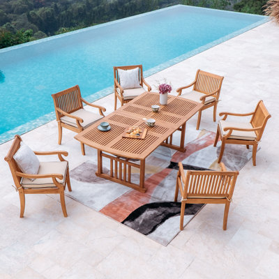 Ensemble repas extensible pour 6 personnes avec coussins Salome