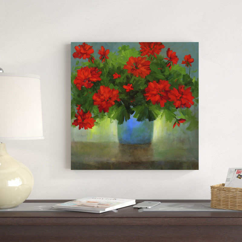 " Geraniums I " Painting Print, 20" H x 20" W x 1.25" D