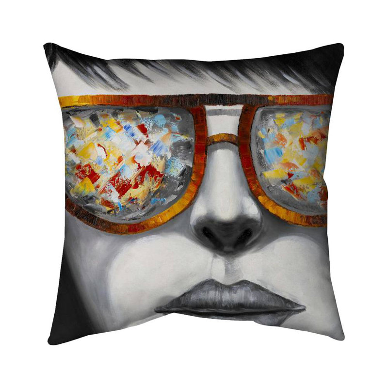 Colorful sunglasses - 16"x16" Throw pillow cover - Poly twill - Print on demand, 16" x 16", Pillow Cover Only - No Insert