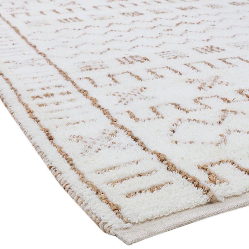 Tic Tac Toe Southwestern Area Rug in Ivory/Brown, Rectangle 10' x 14'
