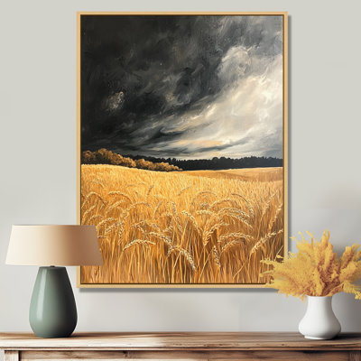 Flickinger campagne, blé doré sous les nuages de la tempête I - prairie, décoration murale