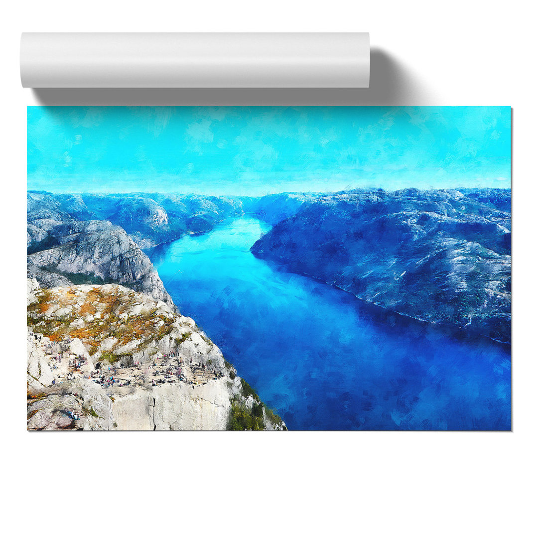 Mountains in Forsand Norway Painting - Frameless Print