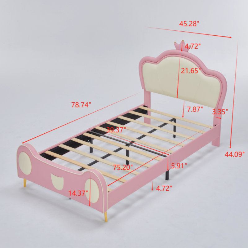 Charmant lit plateforme simple avec rangement et sans sommier pour enfants