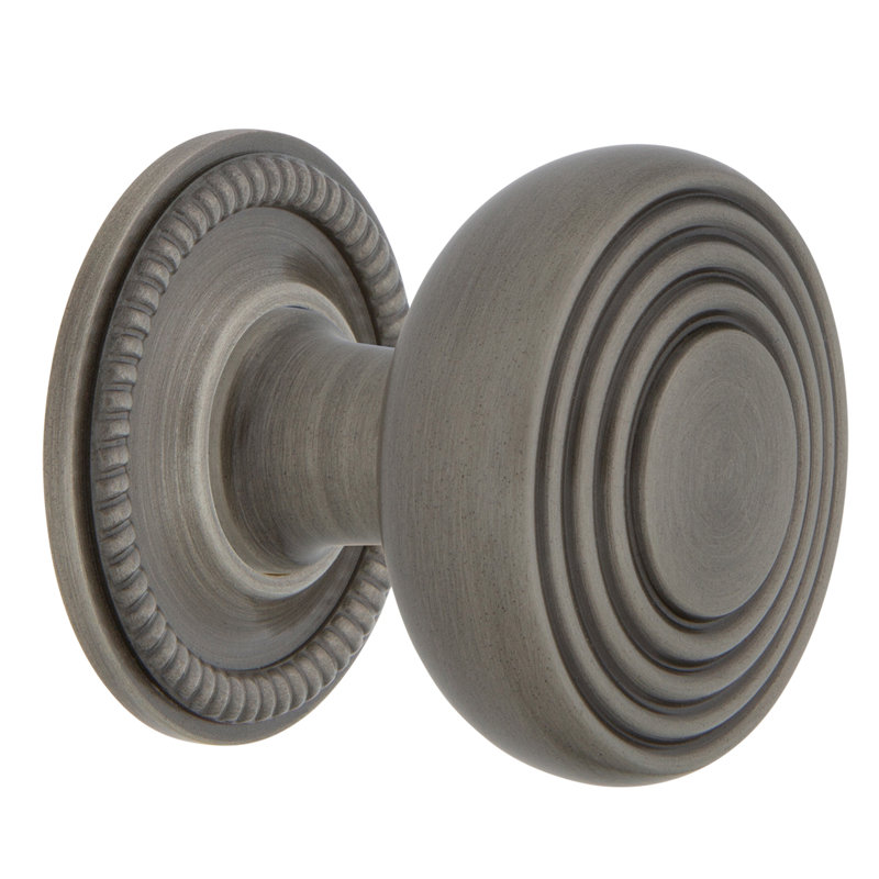 Deco 1 3/8" Diameter Round Knob, Antique Pewter