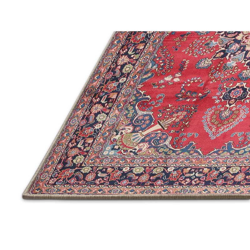 Tapis rouge/bleu traditionnel Mailelani, Rectangle 2 pi x 5 pi