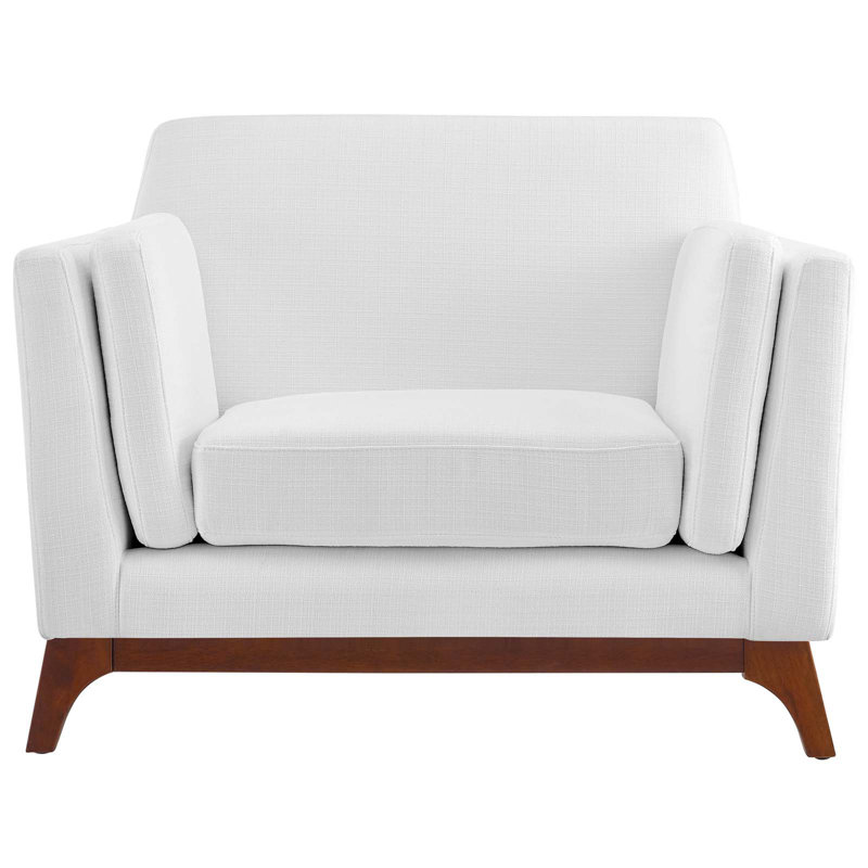 Chance Upholstered Fabric Armchair, White Polyester
