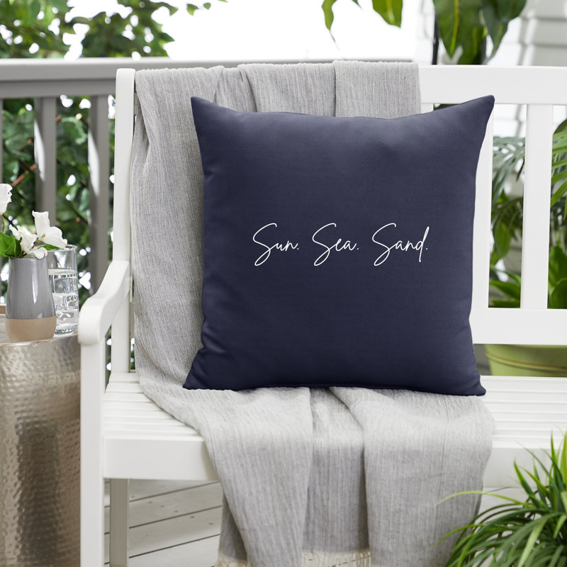 Embroidered Outdoor Reversible Throw Pillow, 18" H x 18" W