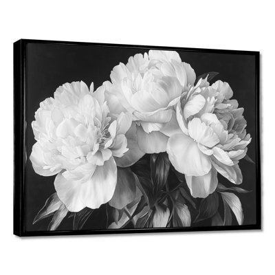 Pivoines en blanc et noir - pivoines, art mural