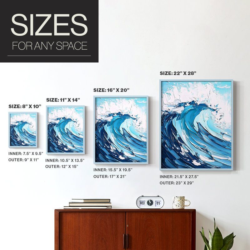 NAUTICAL Series Lxxxxi, reproduction encadrée - bois massif, Bleu, H 30 po x l 24 po