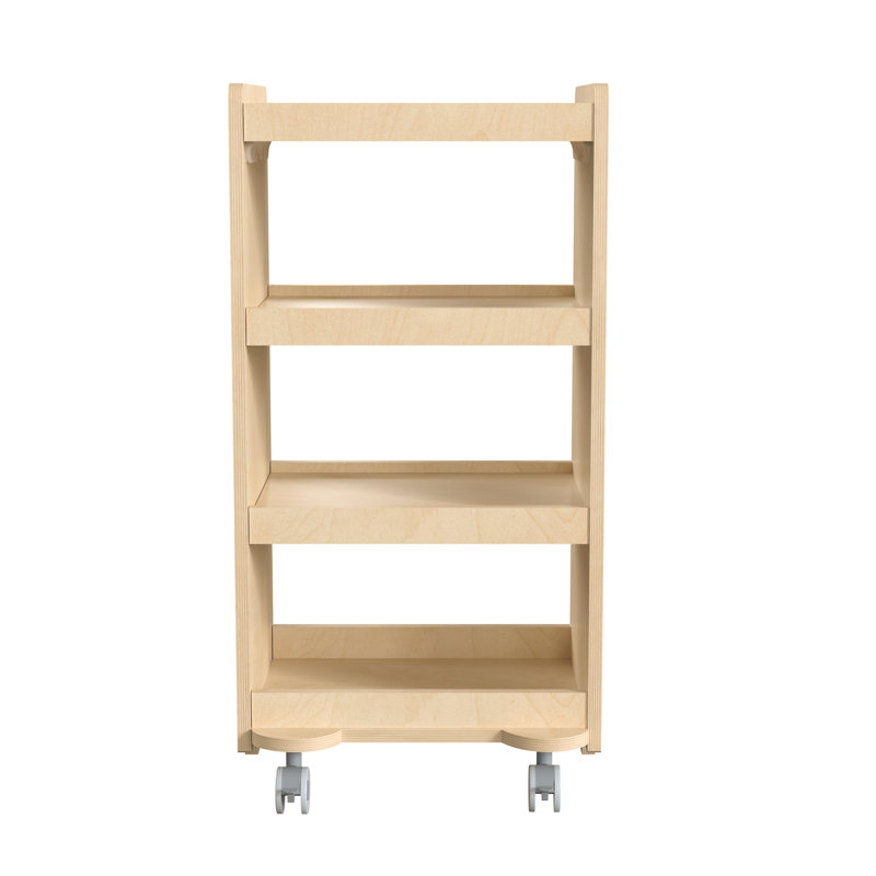 Natural Birch Plywood Mobile Utility Cart with 4 Shelves