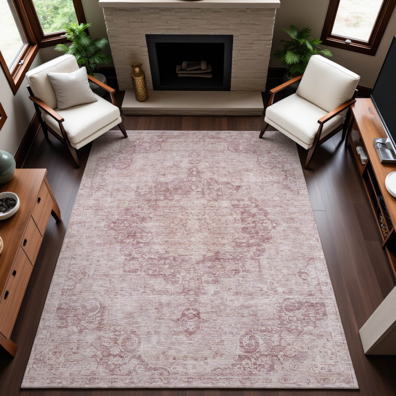 Premium Machine Washable Larock AMF1238 Global Rug, Rectangle 8' x 10'