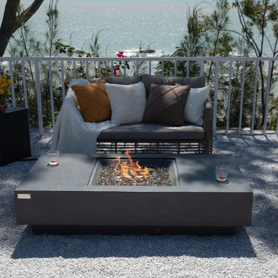 Rectangle Concrete Smokeless Fire Pit Table