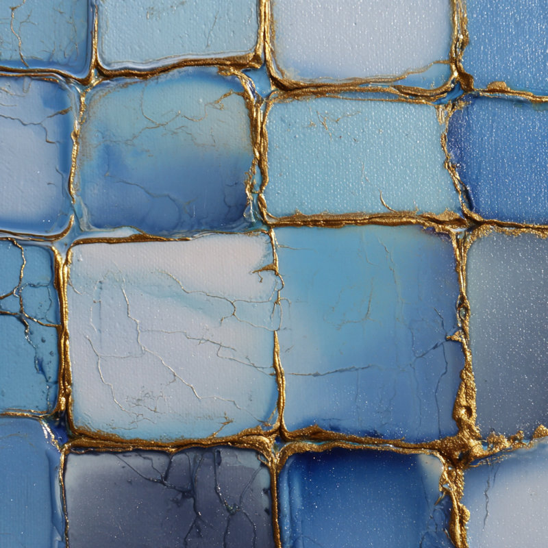 Golden Tile Mosaic Wrapped Canvas Wall Art