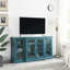 Armoire-buffet de 63 po en bleu sarcelle - 4 portes avec 6 tablettes réglables, meuble télé gracieux avec rangement pour grand meuble télé, portes, moderne