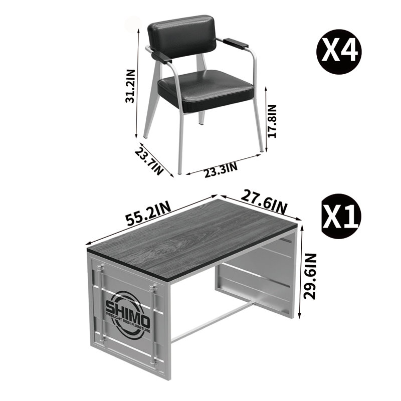 Judithe 4 - Person Solid Wood Top Trestle Dining Set, Silver, Gray/Silver