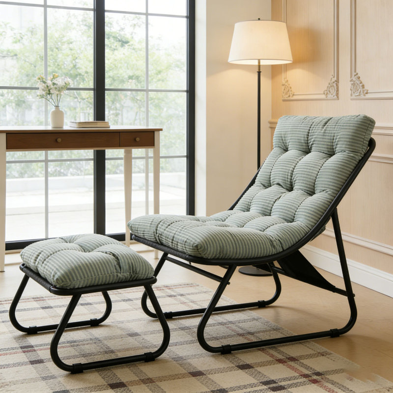 Chaise longue d'extérieur avec repose-pieds pour patio, Vert clair