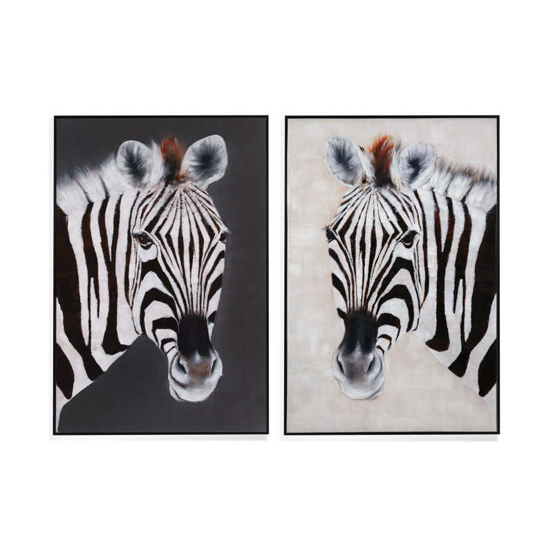 Everly Quinn " Zebra Positive And Negative " 2 - Pieces on Canvas