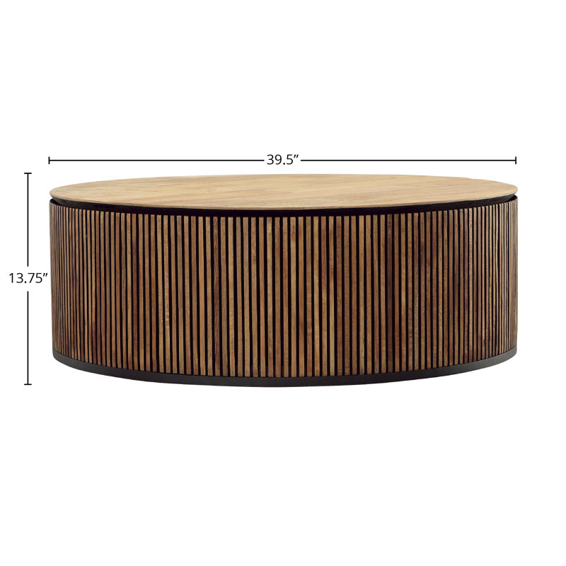 Dabney 40" Round Teak Wood Coffee Table, Natural