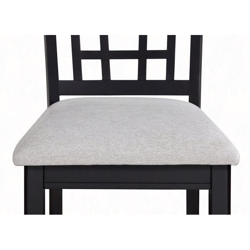 Mobilier de salle à manger en bois massif avec chaises de pub rembourrées à hauteur de comptoir 2 pièces, Blanc