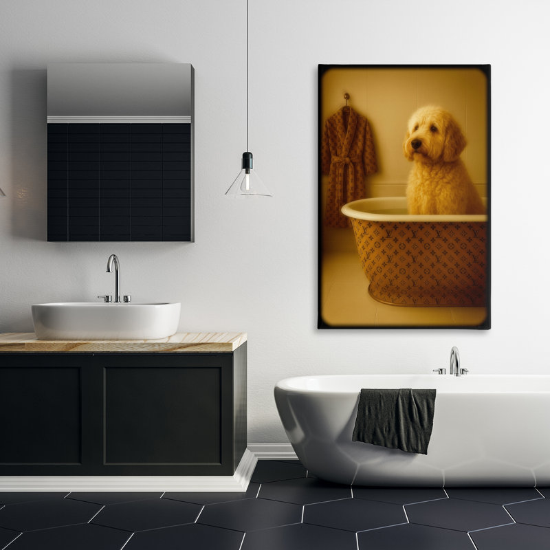 Chien Couture en toile de luxe, design par Grotto Studios, 45 x 30