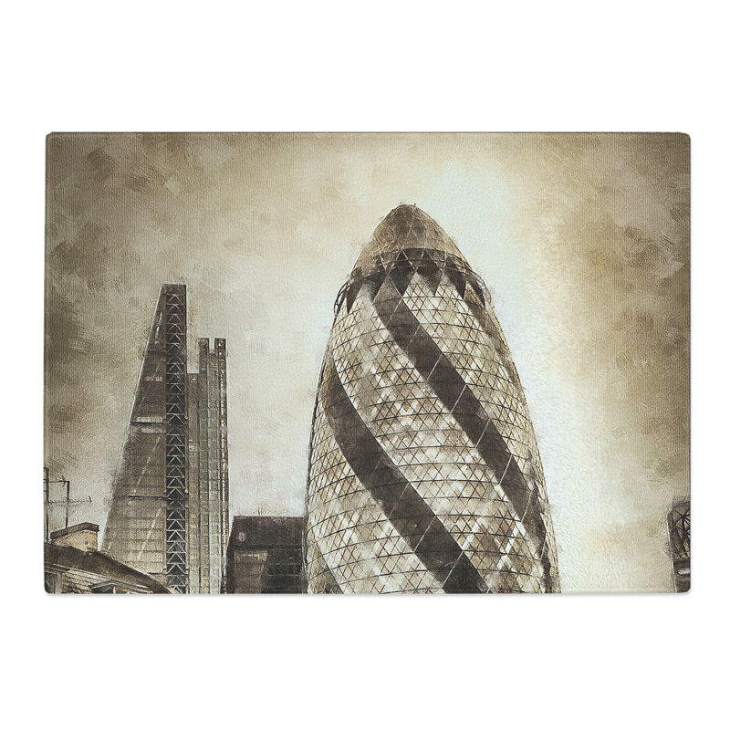 The Gherkin in London Painting Chopping Board, 20cm W x 28.5cm L