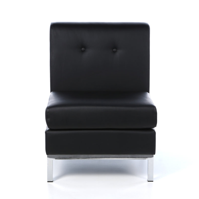 Chaise de réception en similicuir avec structure en métal l 23 po Allyce, Noir