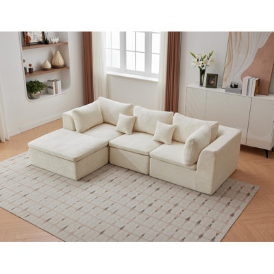 Sectional Couches, Convertible Boneless Couch with Ottoman