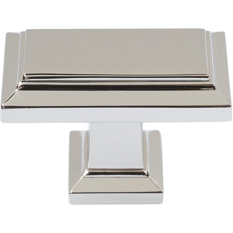 Polished Nickel Rectangular Bar Knob with Mounting Hardware